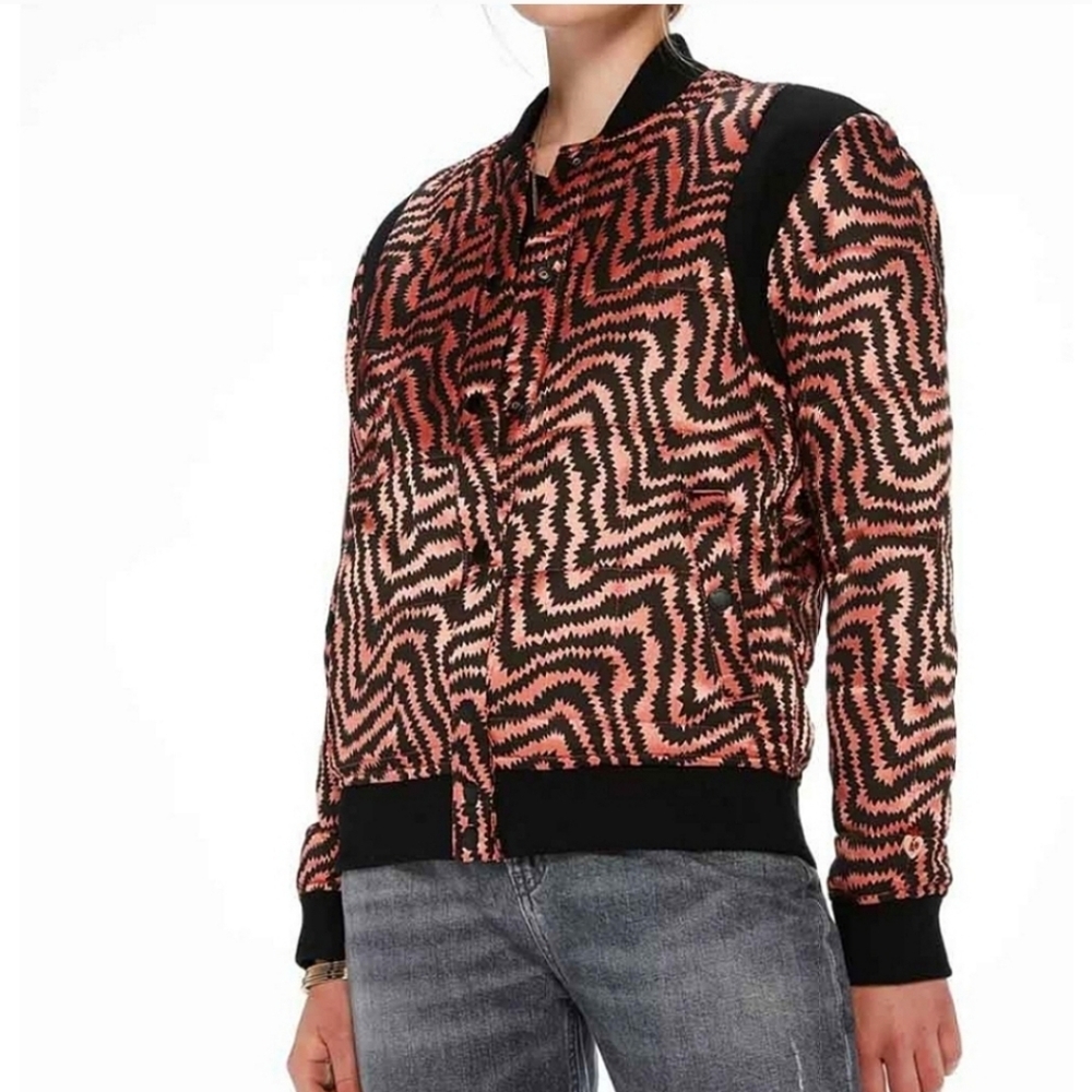 Anthropologie Scotch & Soda Metallic Pink and Black Bomber Jacket size XS - Picture 3 of 11